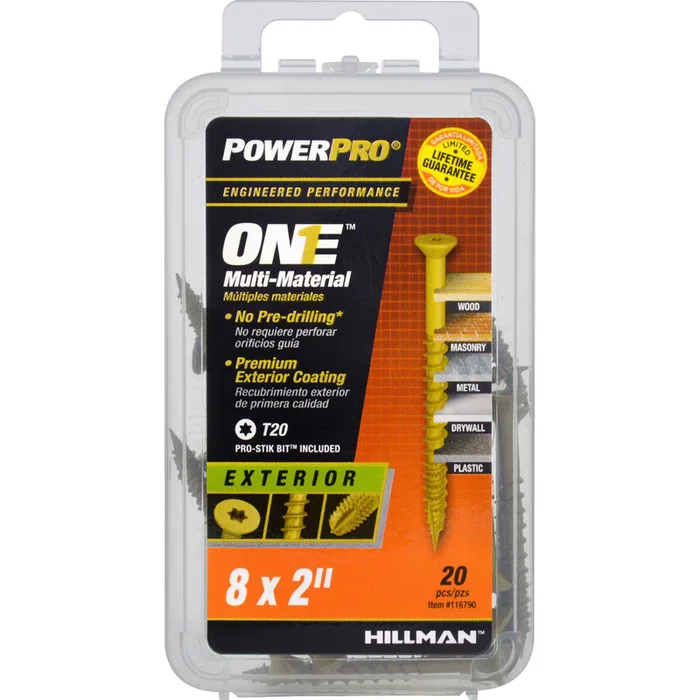 HILLMAN Power Pro No. 8 Ga. X 2 in. L Star Flat Head Coarse Multi-Material Screws (Pack of 5)