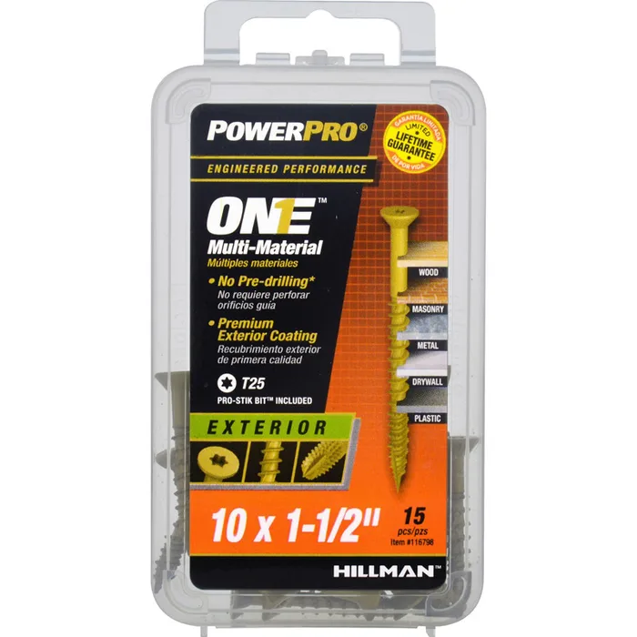 HILLMAN Power Pro No. 10 Ga. X 1-1/2 in. L Star Flat Head Coarse Multi-Material Screws (Pack of 5)
