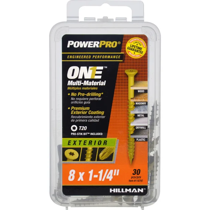 HILLMAN Power Pro No. 8 Ga. X 1-1/4 in. L Star Flat Head Coarse Multi-Material Screws (Pack of 5)