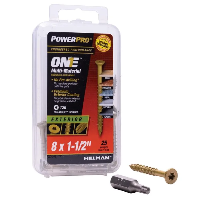 HILLMAN Power Pro No. 8 Ga. X 1-1/2 in. L Star Flat Head Coarse Multi-Material Screws (Pack of 5)