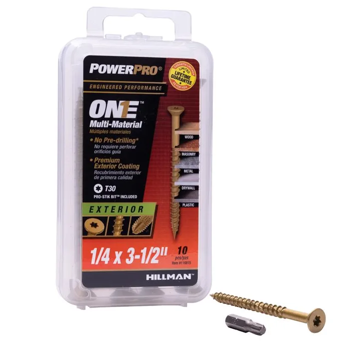 HILLMAN Power Pro 1/4 in. Ga. X 3-1/2 in. L Star Flat Head Coarse Multi-Material Screws (Pack of 5)