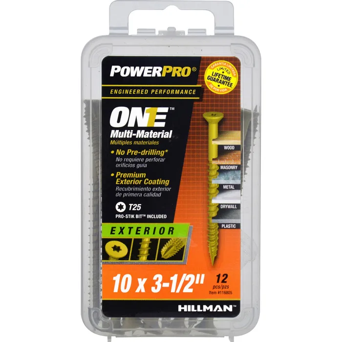 HILLMAN Power Pro No. 10 Ga. X 3-1/2 in. L Star Flat Head Coarse Multi-Material Screws (Pack of 5)