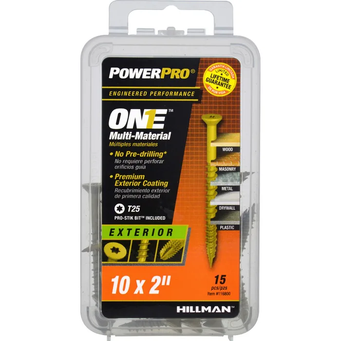 HILLMAN Power Pro No. 10 Ga. X 2 in. L Star Flat Head Coarse Multi-Material Screws (Pack of 5)