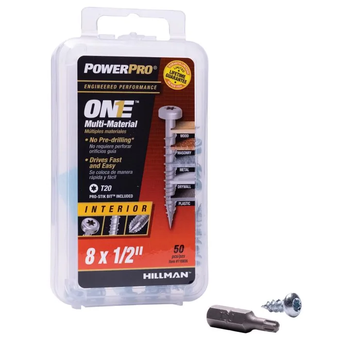 HILLMAN PowerPro No. 8 Ga. X 1/2 in. L Star Pan Head Coarse Multi-Material Screws (Pack of 5)