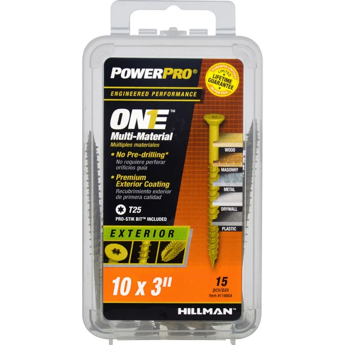 HILLMAN Power Pro No. 10 Ga. X 3 in. L Star Flat Head Coarse Multi-Material Screws (Pack of 5)