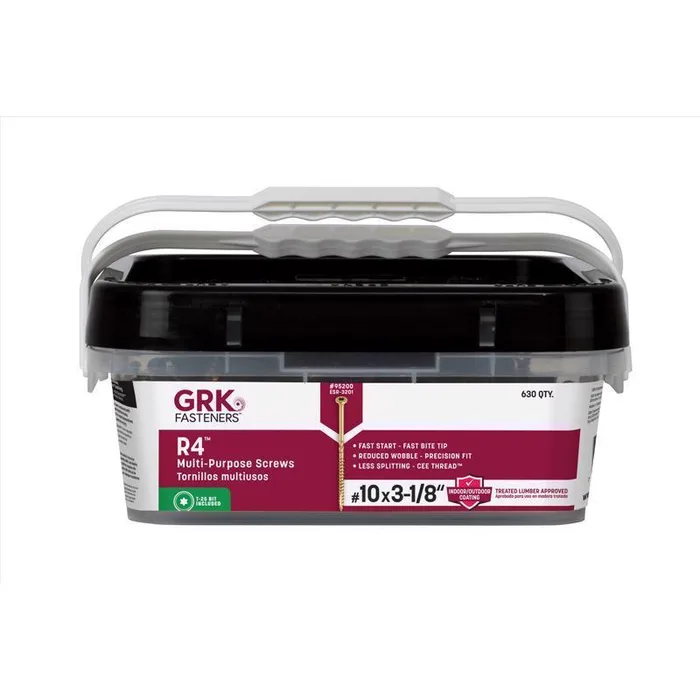 GRK Fasteners No. 10 in. X 3-1/8 in. L Star Flat Head W-Cut Multi-Purpose Screws