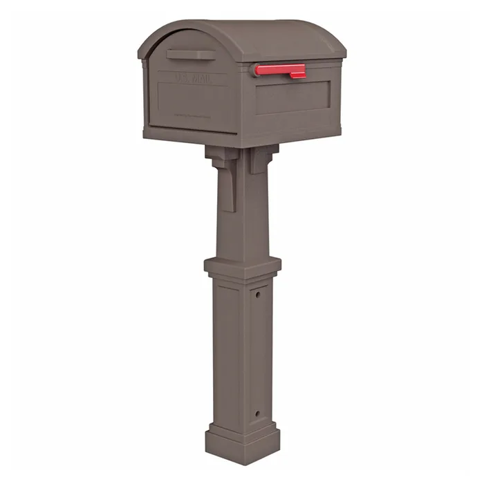 Architectural Mailboxes Grand Haven Classic Plastic Post Mount Mocha Mailbox