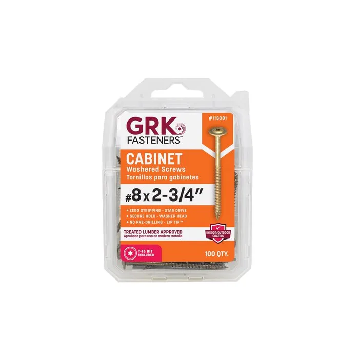 GRK Fasteners No. 8 X 2-3/4 in. L Star Climatek W-Cut Cabinet Screws 100 pk
