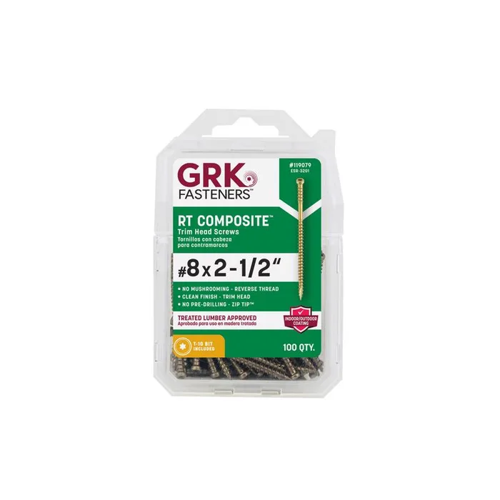 GRK Fasteners No. 8 in. X 2-1/2 in. L Star Trim Head W-Cut Trim Screws