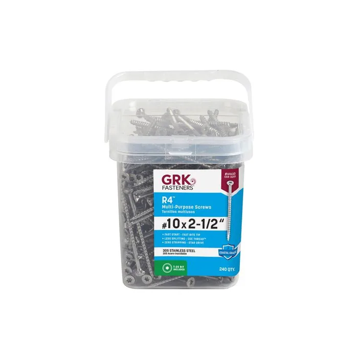GRK Fasteners No. 10 in. X 2-1/2 in. L Star Flat Head W-Cut Multi-Purpose Screws