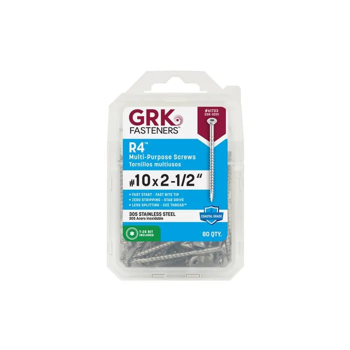 GRK Fasteners No. 10 in. X 2-1/2 in. L Star Flat Head W-Cut Multi-Purpose Screws