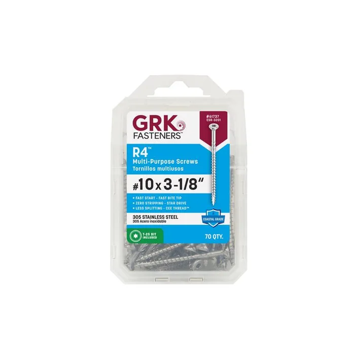 GRK Fasteners No. 10 in. X 3-1/8 in. L Star Flat Head W-Cut Multi-Purpose Screws