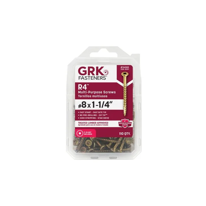 GRK Fasteners No. 8 in. X 1-1/4 in. L Star Flat Head W-Cut Multi-Purpose Screws