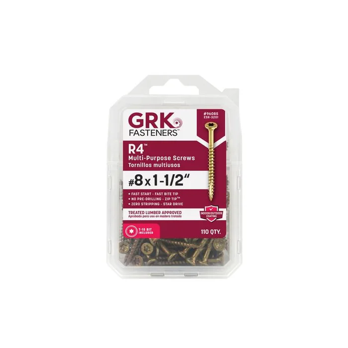 GRK Fasteners No. 8 in. X 1-1/2 in. L Star Flat Head W-Cut Multi-Purpose Screws