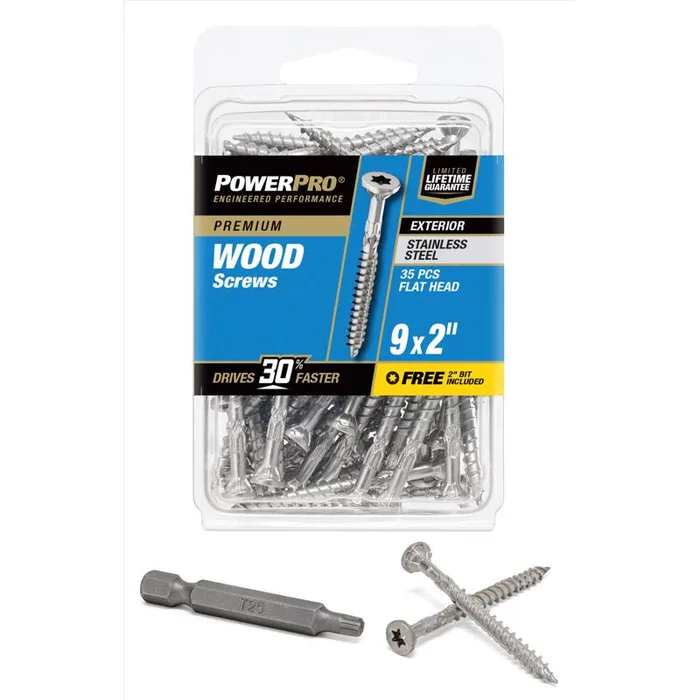 HILLMAN Power Pro No. 9 in. X 2 in. L Stainless Steel Star Flat Head Exterior Deck Screws 35 pk