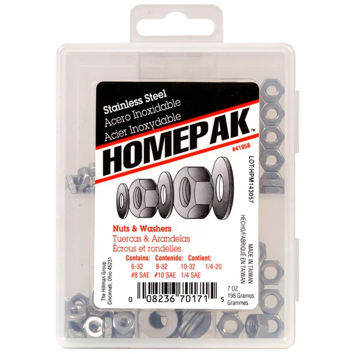 HILLMAN Assorted in. Stainless Steel SAE Nuts and Washers Kit 100 pk