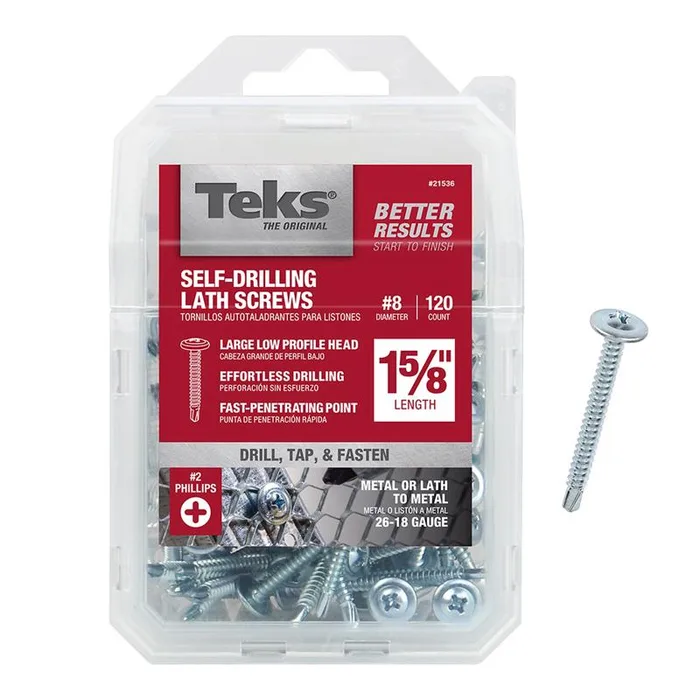Teks No. 8 in. X 1-5/8 in. L Hex Drive Pan Head Self Tapping Lath Screws