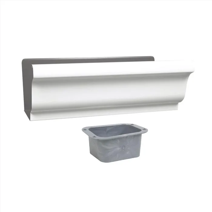 Amerimax 4.25 in. H X 5.5 in. W X 10.5 in. L White Aluminum K End w/Drop