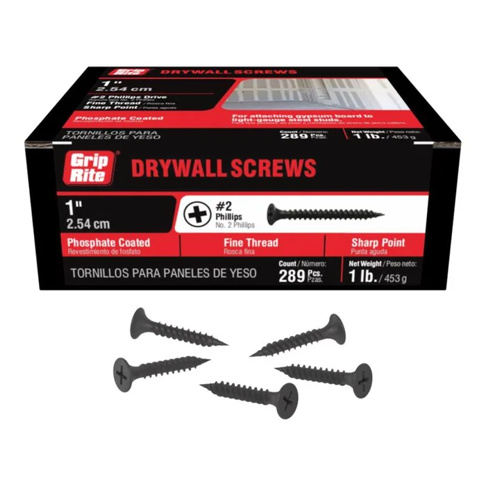 Grip-Rite No. 6 wire X 1 in. L Phillips Fine Drywall Screws 1 lb 313 pk (Pack of 12)