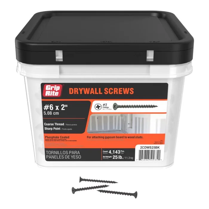 Grip-Rite No. 6 wire X 2 in. L Phillips Coarse Drywall Screws 25 lb 4375 pk