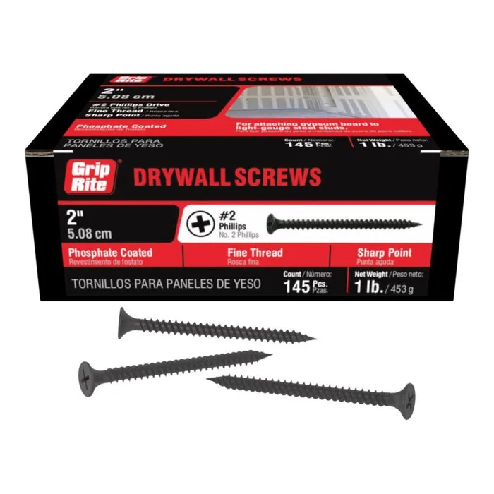 Grip-Rite No. 6 X 2 in. L Phillips Fine Drywall Screws 1 lb 175 pk (Pack of 12)