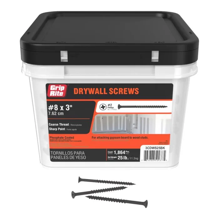 Grip-Rite No. 8 wire X 3 in. L Phillips Coarse Drywall Screws 25 lb 2075 pk