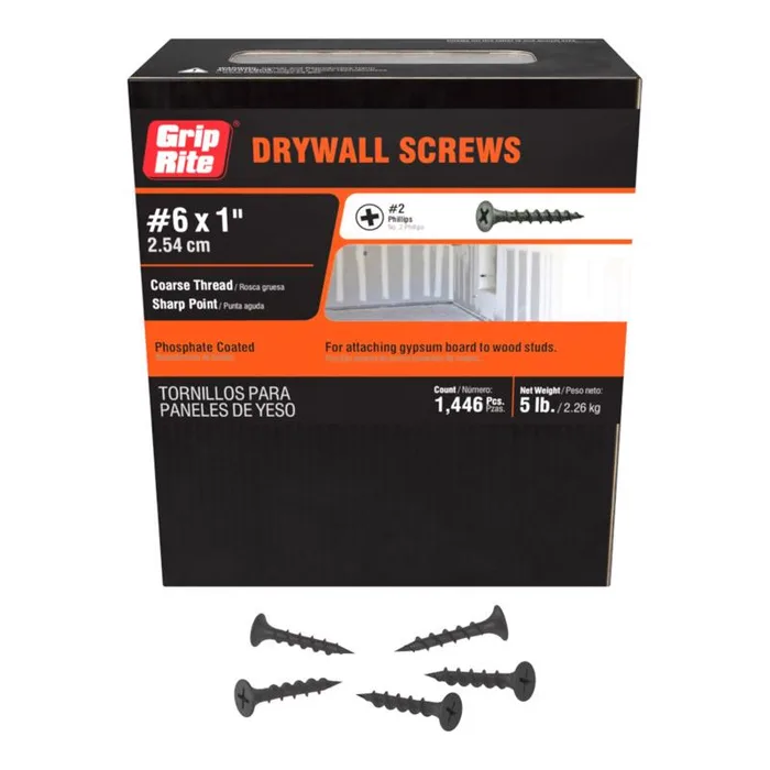 Grip-Rite No. 6 wire X 1 in. L Phillips Coarse Drywall Screws 5 lb 1565 pk (Pack of 6)