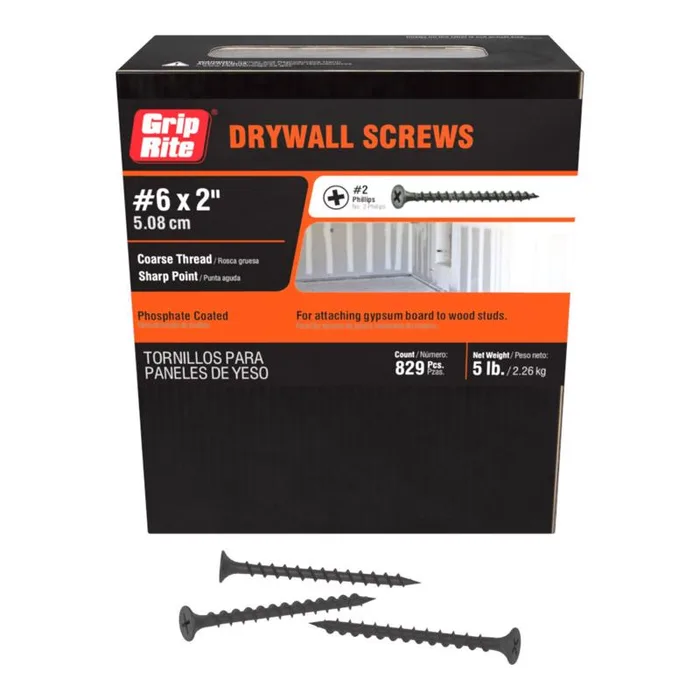 Grip-Rite No. 6 X 2 in. L Phillips Coarse Drywall Screws 5 lb 875 pk (Pack of 6)