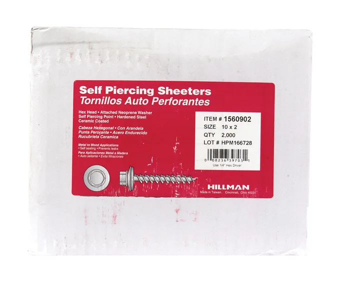 HILLMAN No. 10 Ga. X 2 in. L Slotted Hex Washer Head Self-Piercing Screws 2000 pk