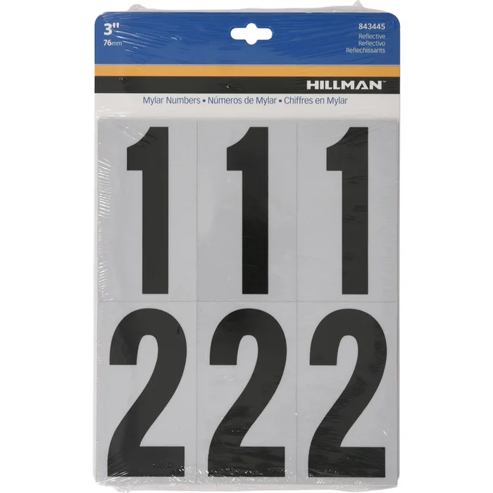 HILLMAN 3 in. Reflective Black Vinyl Self-Adhesive Number Set 0-9 26 pc (Pack of 6)