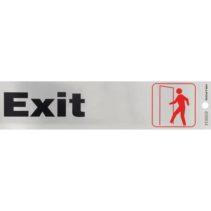 HILLMAN English Silver Exit Decal 2 in. H X 8 in. W (Pack of 6)