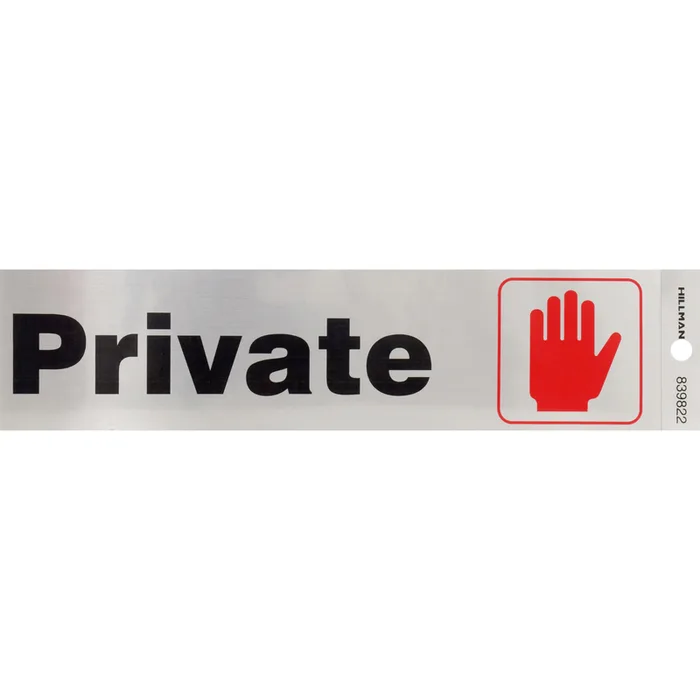 HILLMAN English Silver Private Decal 2 in. H X 8 in. W (Pack of 6)