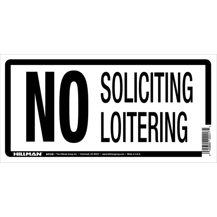 HILLMAN English White No Soliciting Sign 5 in. H X 10 in. W (Pack of 6)