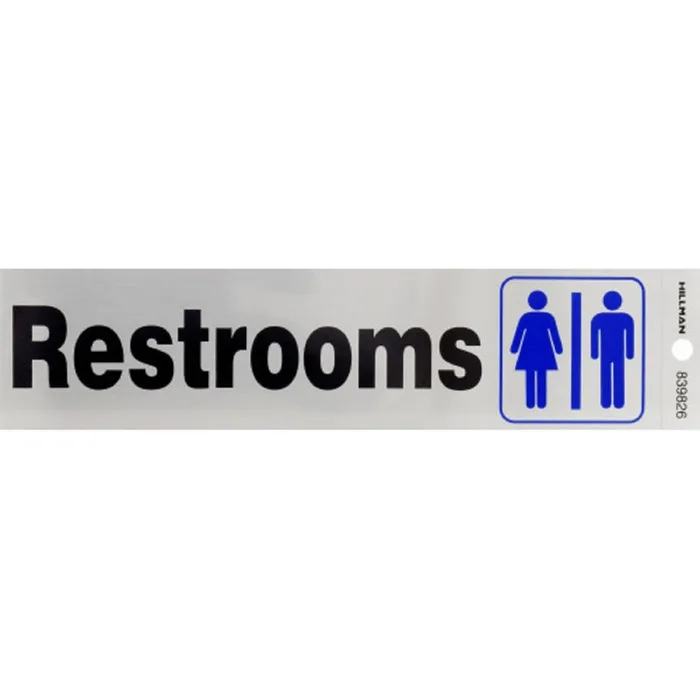 HILLMAN English Silver Restroom Decal 2 in. H X 8 in. W (Pack of 6)