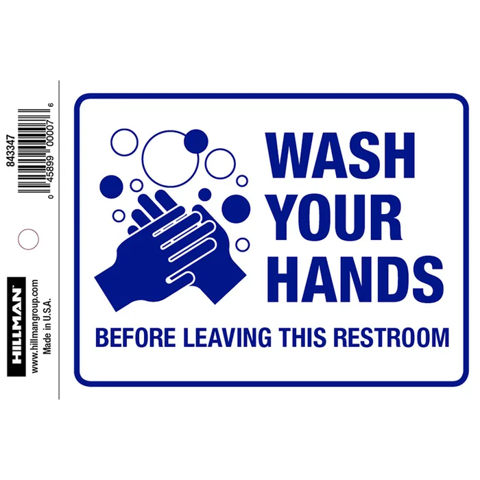 HILLMAN English White Restroom Decal 4 in. H X 6 in. W (Pack of 6)
