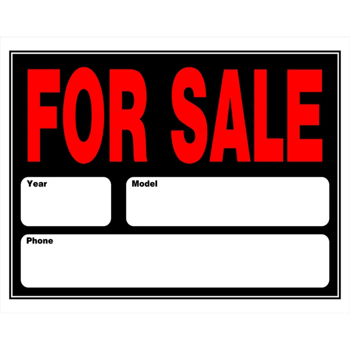 HILLMAN English Black Auto For Sale Sign 15 in. H X 21 in. W (Pack of 6)