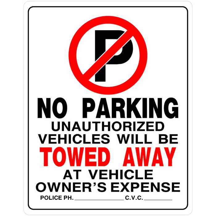 HILLMAN English White No Parking Sign 19 in. H X 15 in. W (Pack of 6)