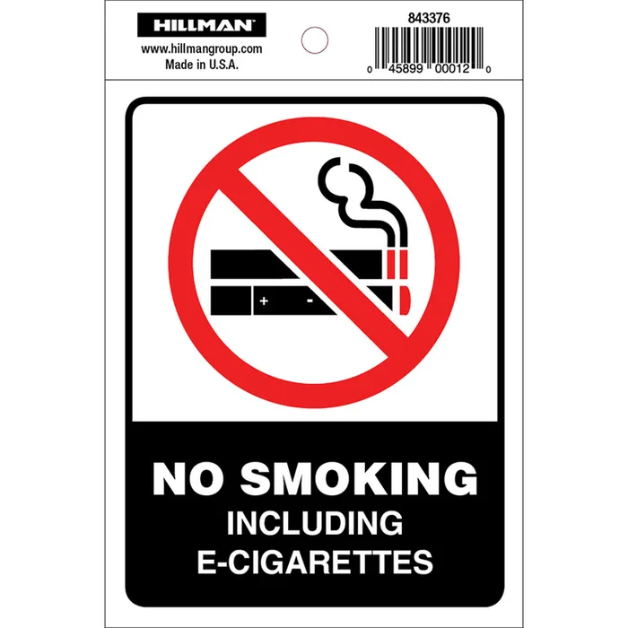 HILLMAN English White No Smoking Decal 4 in. H X 6 in. W (Pack of 6)