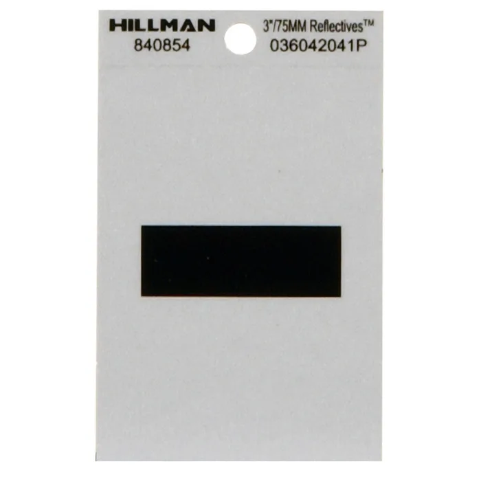 HILLMAN 3 in. Reflective Black Vinyl Self-Adhesive Special Character Hyphen 1 pc (Pack of 6)