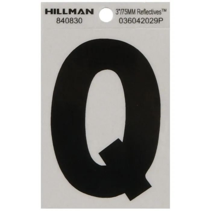 HILLMAN 3 in. Black Polyester Film Self-Adhesive Letter Q 1 pc (Pack of 6)