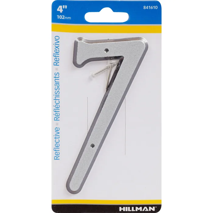 HILLMAN 4 in. Reflective Silver Plastic Nail-On Number 7 1 pc (Pack of 3)