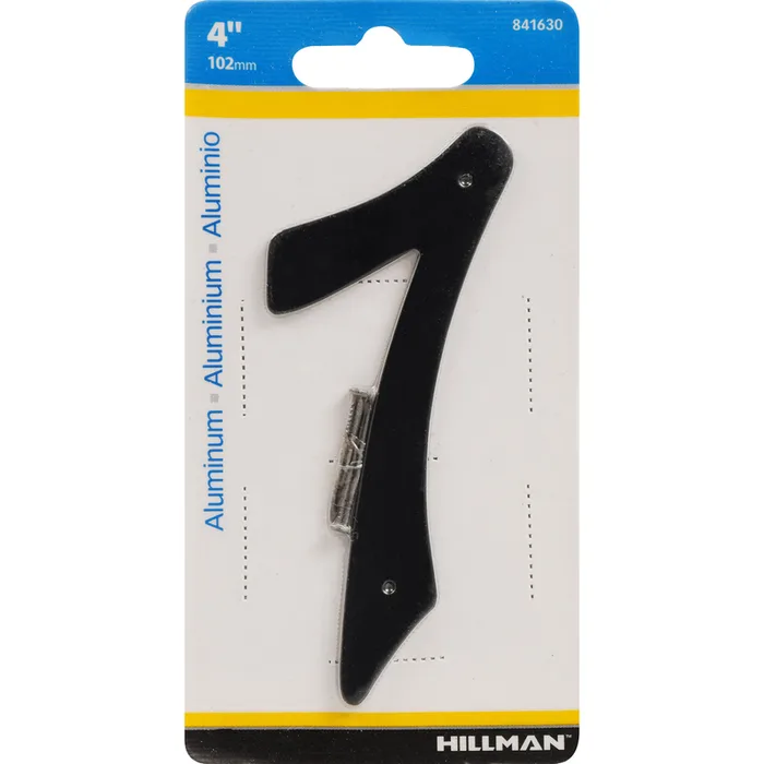 HILLMAN 4 in. Black Aluminum Nail-On Number 7 1 pc (Pack of 3)