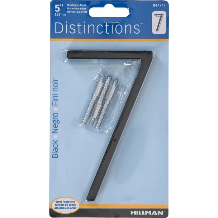 HILLMAN Distinctions 5 in. Black Steel Screw-On Number 7 1 pc (Pack of 3)