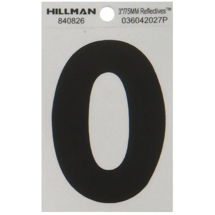 HILLMAN 3 in. Reflective Black Vinyl Self-Adhesive Letter O 1 pc (Pack of 6)