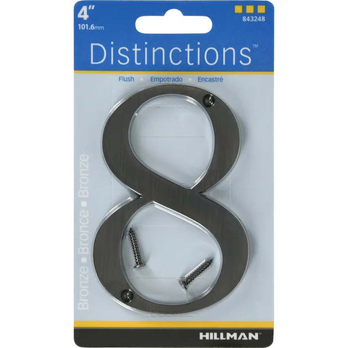 HILLMAN Distinctions 4 in. Bronze Zinc Die-Cast Screw-On Number 8 1 pc (Pack of 3)