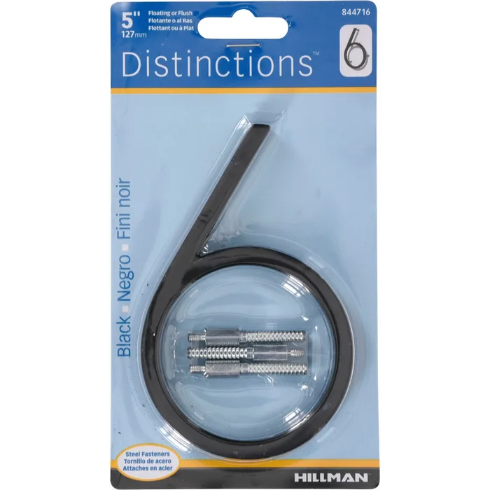 HILLMAN Distinctions 5 in. Black Steel Screw-On Number 6 1 pc (Pack of 3)