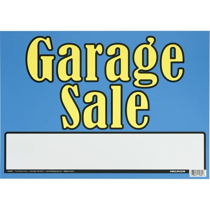 HILLMAN English Blue Garage Sale Sign 10 in. H X 14 in. W (Pack of 6)