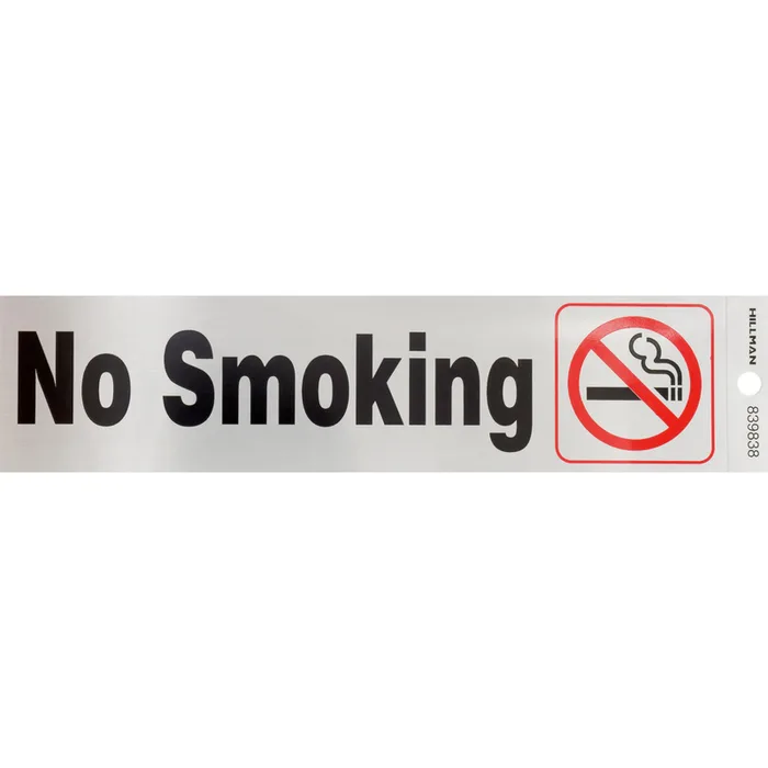 HILLMAN English Silver No Smoking Decal 2 in. H X 8 in. W (Pack of 6)