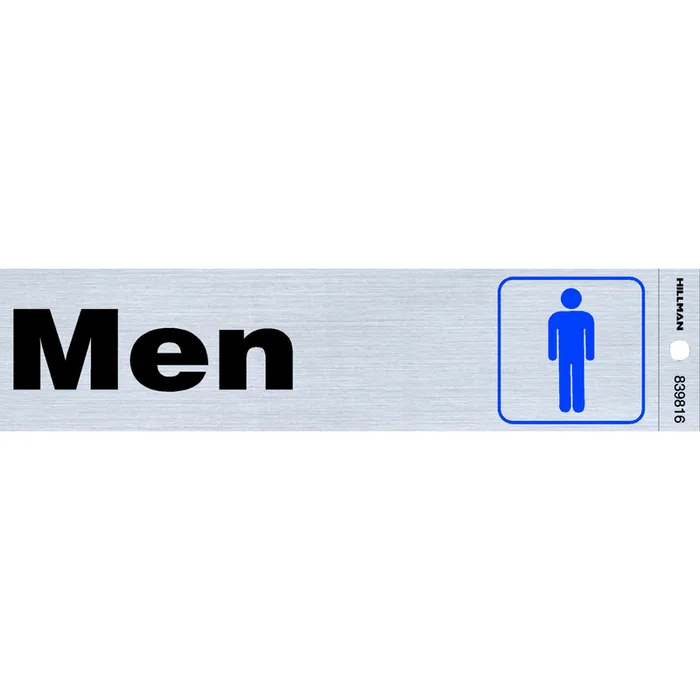 HILLMAN English Silver Restroom Sign 2 in. H X 8 in. W (Pack of 6)