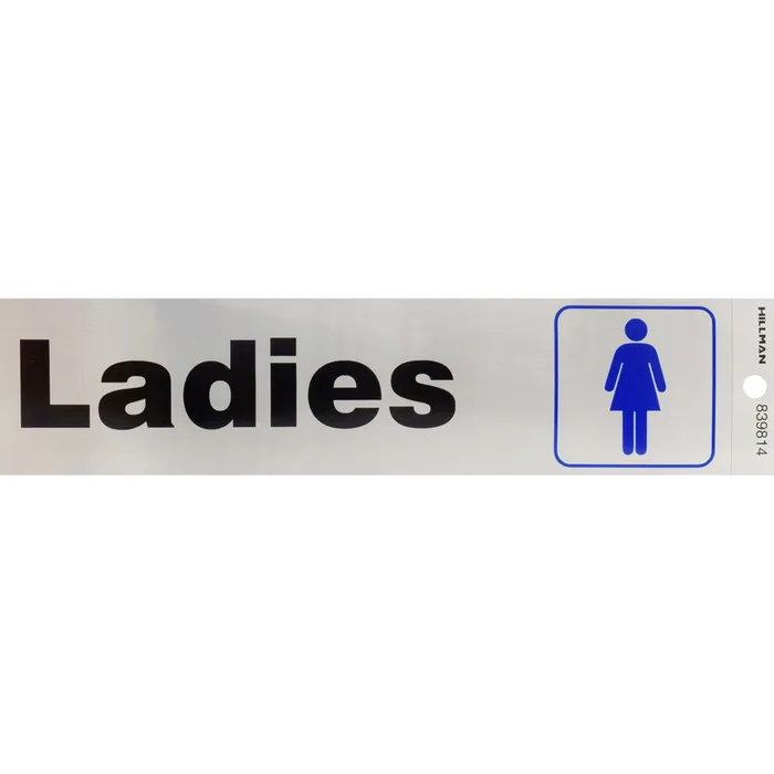 HILLMAN English Silver Restroom Decal 2 in. H X 8 in. W (Pack of 6)